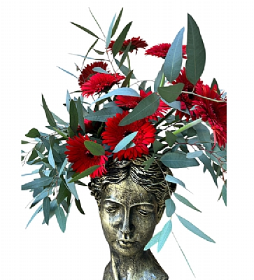 Antik Bst Saksda Krmz Gerbera Aranjman