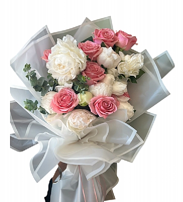 Pembe Beyaz Ak Buketi