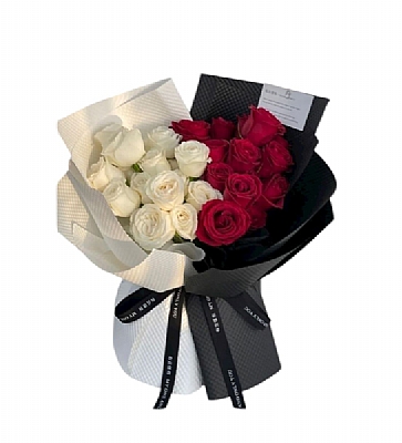 Krmz ve Beyaz Gl Buketi