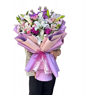 Lila & Beyaz Zarafet Buketi